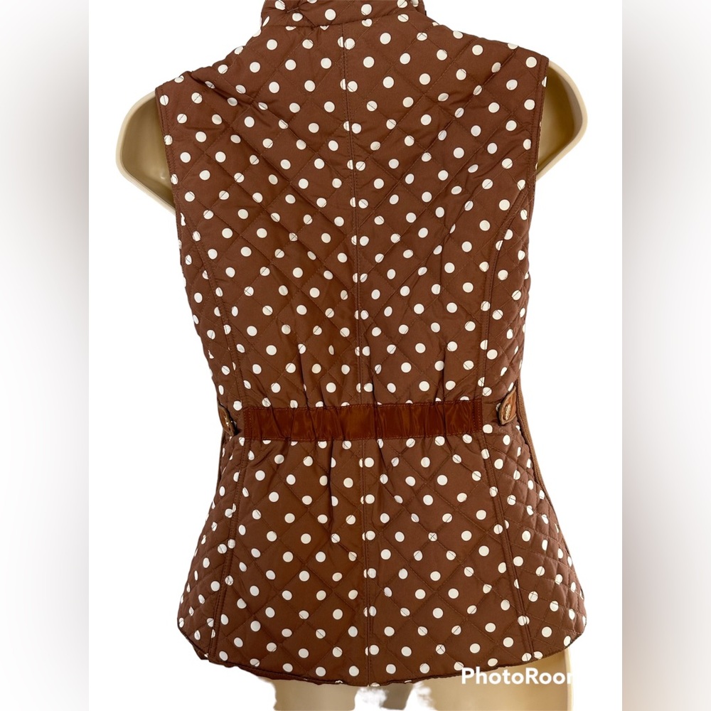 Puffer Vest Size Small Women’s Lightweight Like New Zip-up,Pockets,Brown/white - Picture 4 of 6